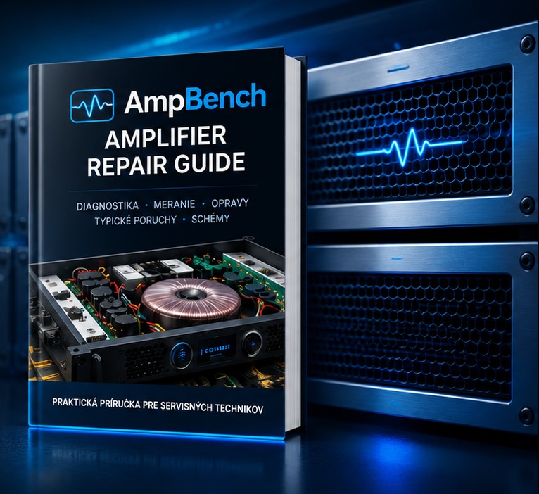 AmpBench amplifier repair guide book and professional audio equipment
